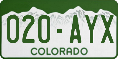 CO license plate 020AYX