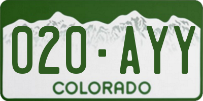 CO license plate 020AYY