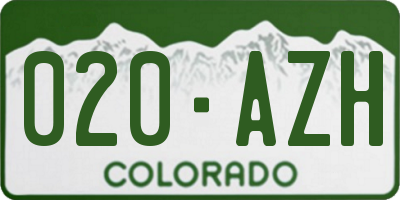 CO license plate 020AZH