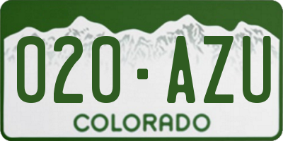 CO license plate 020AZU