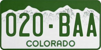 CO license plate 020BAA
