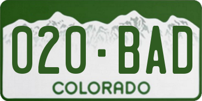 CO license plate 020BAD