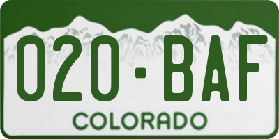 CO license plate 020BAF