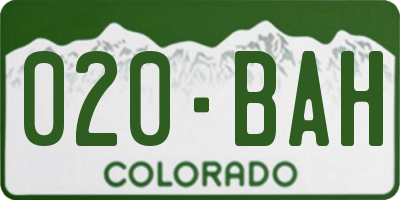 CO license plate 020BAH
