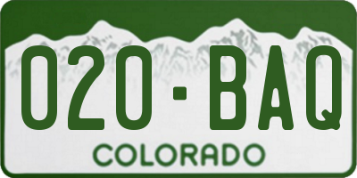 CO license plate 020BAQ