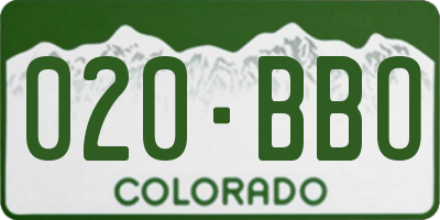 CO license plate 020BBO