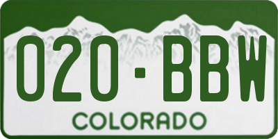 CO license plate 020BBW