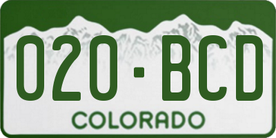 CO license plate 020BCD