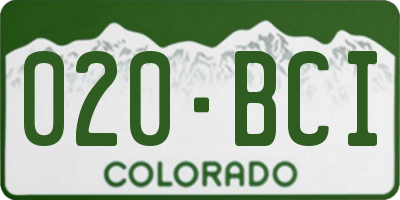 CO license plate 020BCI