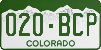 CO license plate 020BCP