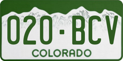 CO license plate 020BCV
