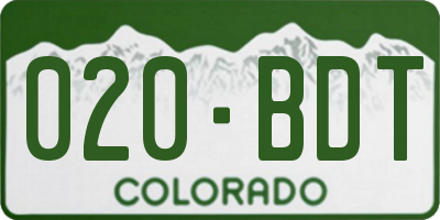 CO license plate 020BDT