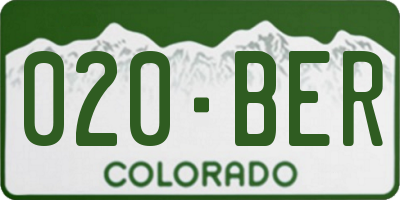 CO license plate 020BER