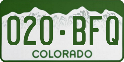CO license plate 020BFQ