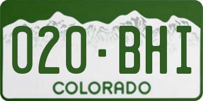 CO license plate 020BHI