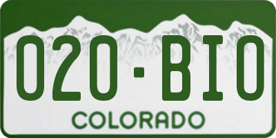 CO license plate 020BIO