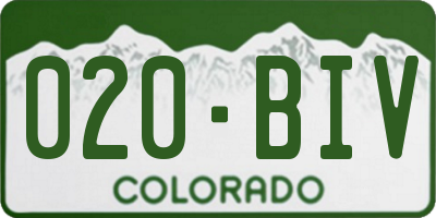 CO license plate 020BIV
