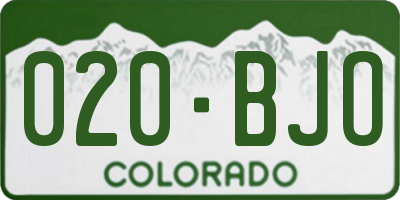 CO license plate 020BJO