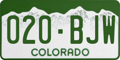 CO license plate 020BJW