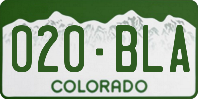 CO license plate 020BLA