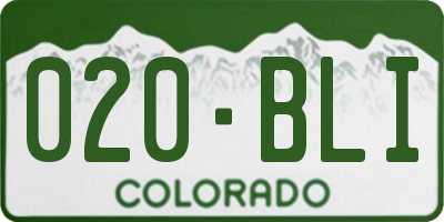 CO license plate 020BLI