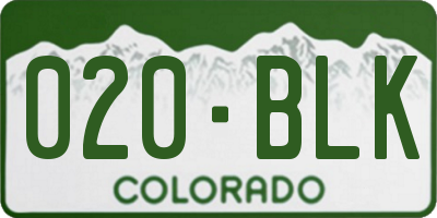 CO license plate 020BLK