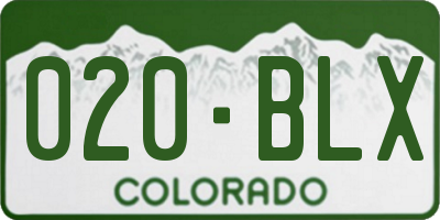 CO license plate 020BLX