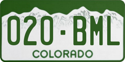 CO license plate 020BML