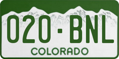 CO license plate 020BNL