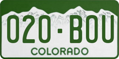 CO license plate 020BOU