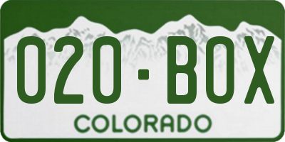 CO license plate 020BOX