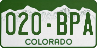 CO license plate 020BPA