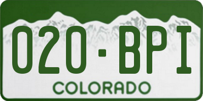 CO license plate 020BPI