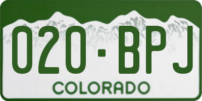 CO license plate 020BPJ