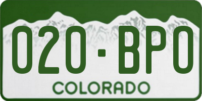 CO license plate 020BPO