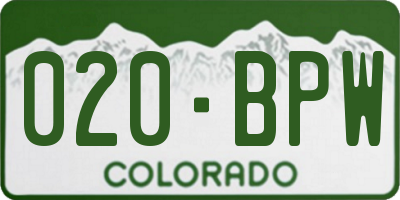 CO license plate 020BPW