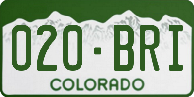 CO license plate 020BRI