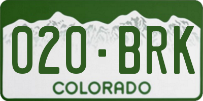 CO license plate 020BRK