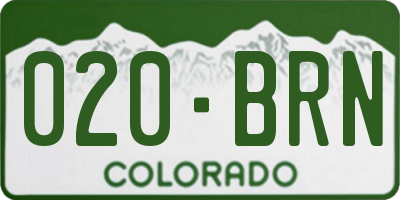CO license plate 020BRN