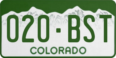 CO license plate 020BST