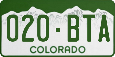 CO license plate 020BTA