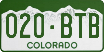 CO license plate 020BTB