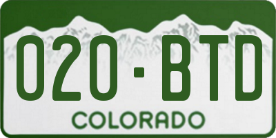 CO license plate 020BTD