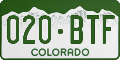 CO license plate 020BTF