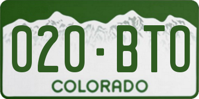 CO license plate 020BTO