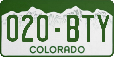 CO license plate 020BTY