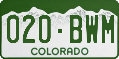 CO license plate 020BWM