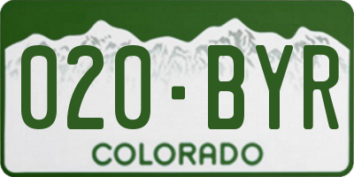 CO license plate 020BYR