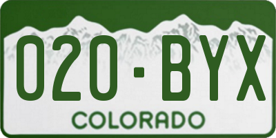 CO license plate 020BYX
