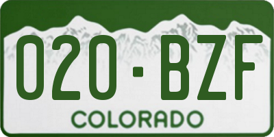 CO license plate 020BZF